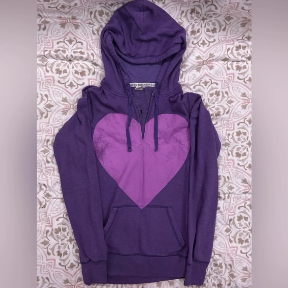 Purple PINK hoodie with heart & rainbow PINK logo - Picture 1 of 10